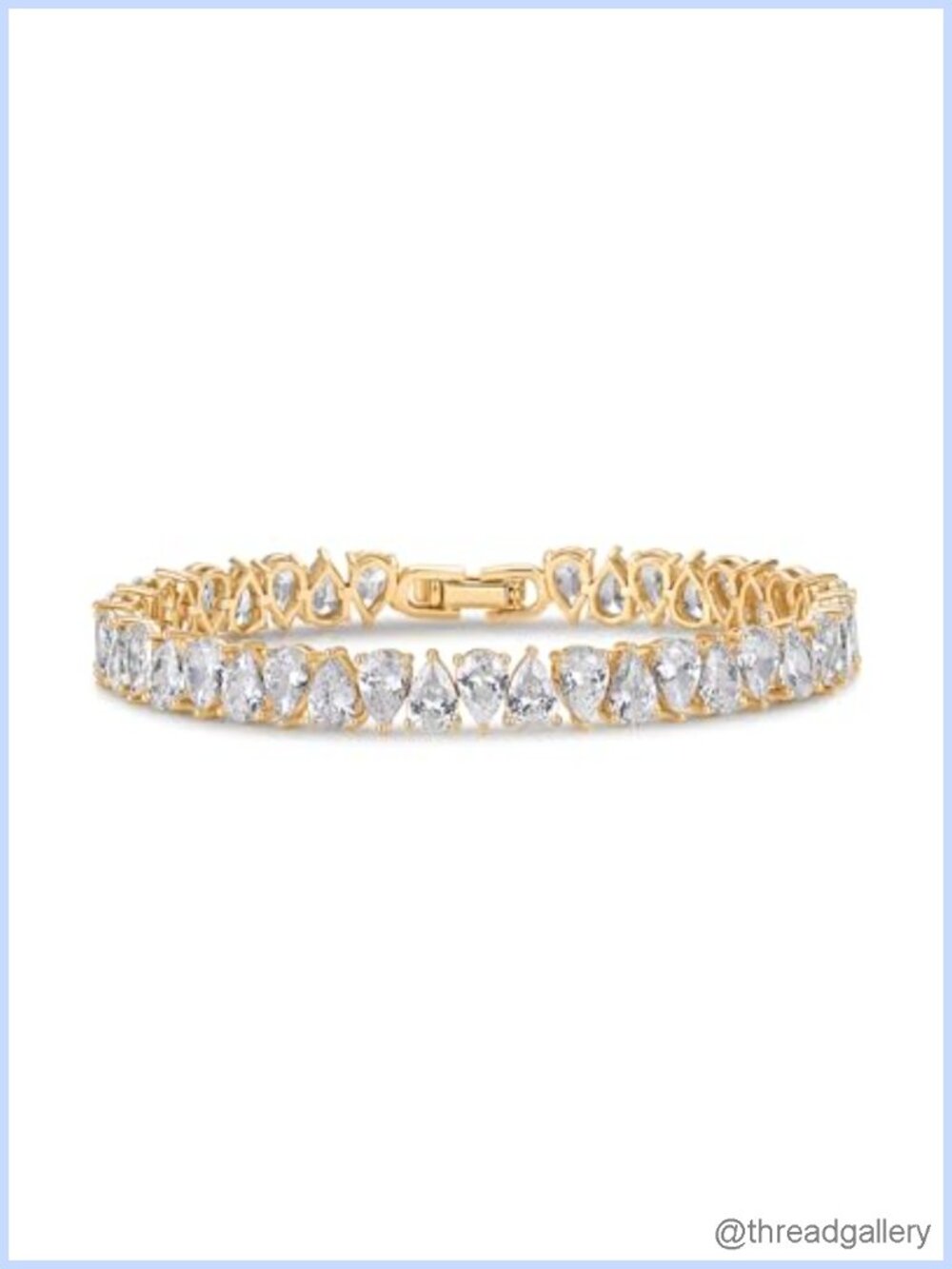 14K Gold Plated Tennis Bracelet Women Pear CZ Bridal Bracelet Gift